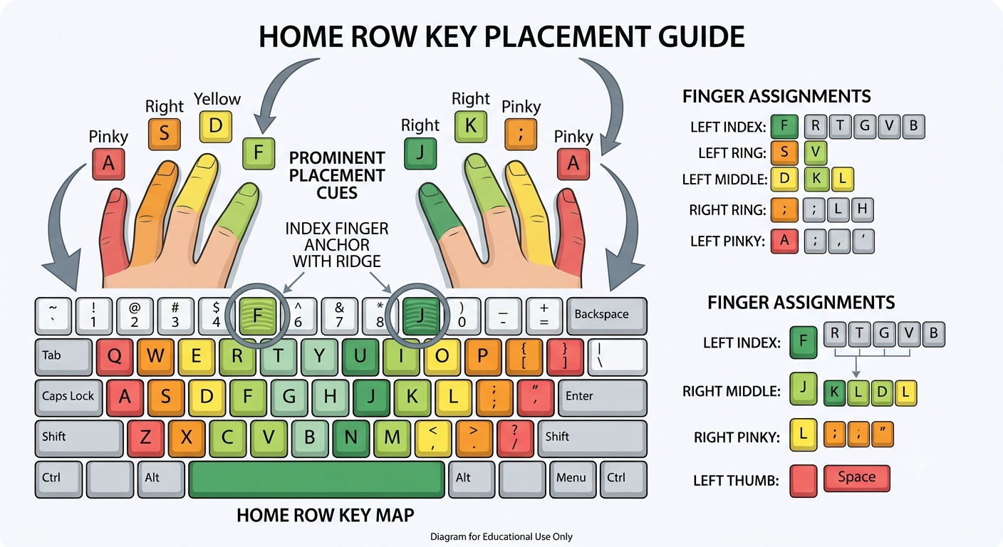 typing finger placement on keyboard
